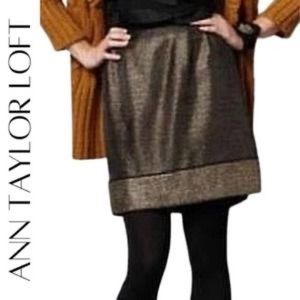 LOFT Ann Taylor Chiffon Overlay Tweed Skirt Size 6 Gold & Black